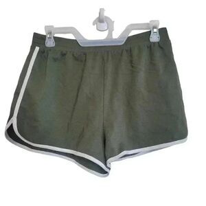NoBo Girl's Khaki Green & White Cotton/Poly Shorts